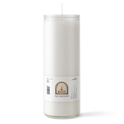 3pk White Blanco 90hr | 7-Day Prayer Candles - Glass Jar Veladoras, Unscented Paraffin Wax | Peace, Purity & Protection Novena - Catholic Hispanic Church Altar, Memorial Vigil & Baptism Gifts - color: White