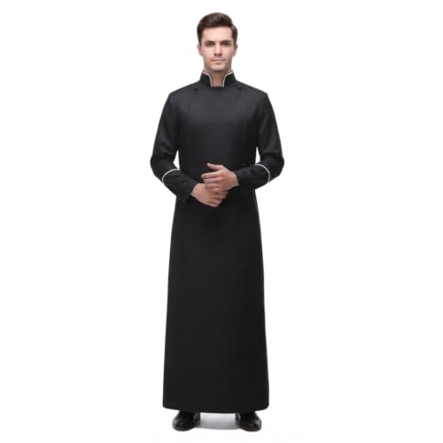 MYAYD Men's Cassock Choir Cassock Minister Robe Clergy Pulpit Liturgical Church Robe Black - size: XX-Large