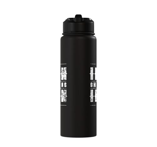 Iron Sharpens Iron Christian Gym Water Bottles Bible Verse Stainless Steel Insulated Water Bottle - color: Black