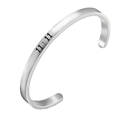 11 : 11 Cuff Angel Numbers Bracelet Make A Wish Gift for Women - color: Silver