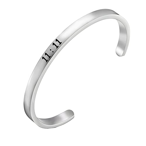 11 : 11 Cuff Angel Numbers Bracelet Make A Wish Gift for Women - color: Silver