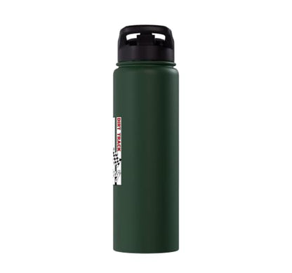 Car Dirt Track Racing Checkered Flag American Flag Racing Stainless Steel Insulated Water Bottle - color: Dark Green
