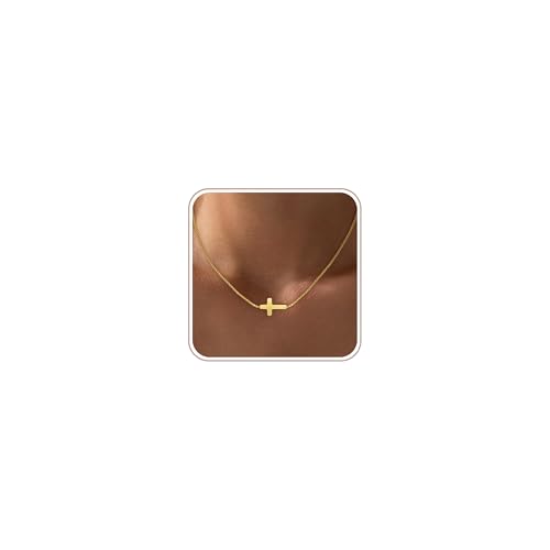 18K Gold Plated Cross Necklace for Women Trendy - color: 4-Cross & Box Chain