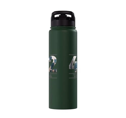 412 Skyline Number City Pride Script Stainless Steel Insulated Water Bottle - color: Dark Green