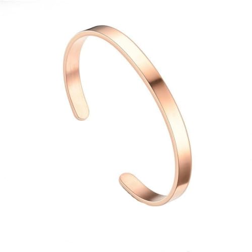 Stainless Steel Cuff Bracelet for Men, Adjustable Open Metal Bangle Bracelet, Minimalist Mens Jewelry Gift - color: rose gold