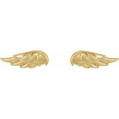 14k Yellow Gold Polished Religious Guardian Angel Wing Stud Earrings Stud Earring for Women