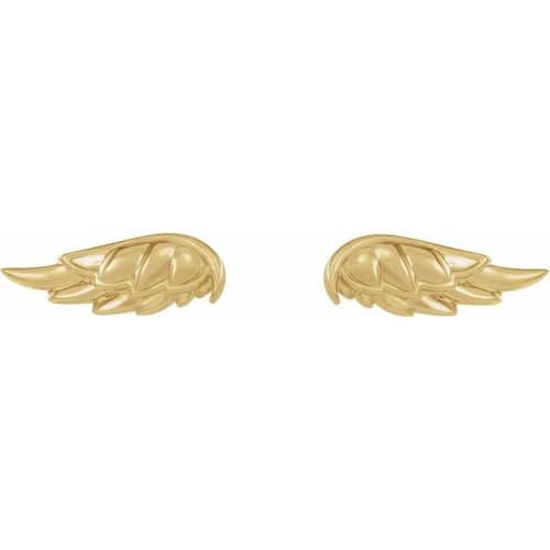 14k Yellow Gold Polished Religious Guardian Angel Wing Stud Earrings Stud Earring for Women