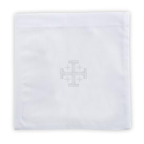 Trinity Church Supply Jerusalem Cross Chalice Pall with Insert Traditional Catholic Church Supplies, 7 Inch Square, Pack of 4