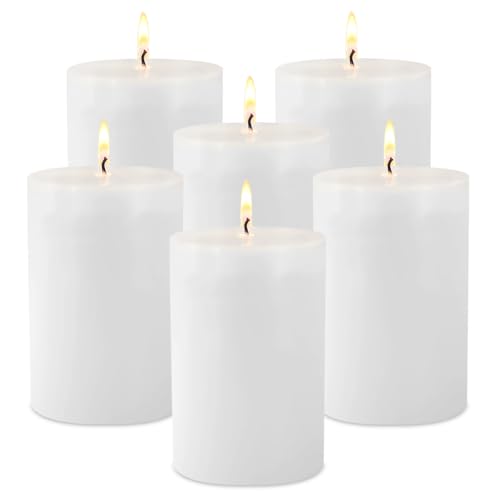 6 Pack Unscented Dripless Smokeless White Pillar Candles, 2.75x3.25 Inch Cylinder Wax Candles for Home Table Holiday Party Spa Decor Emergency - color: White