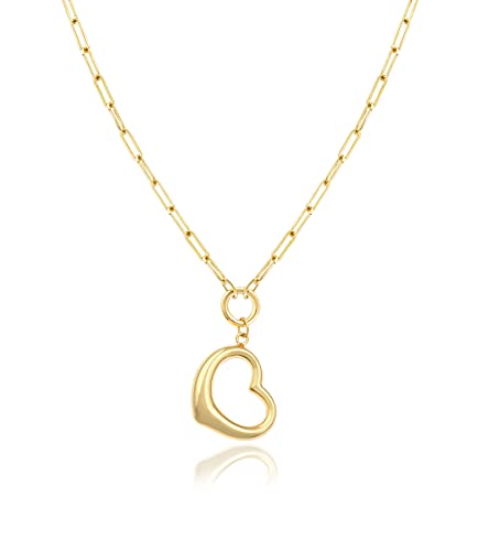 Jewelry Atelier Gold Filled Pendant Necklace Collection - 14K Yellow Gold Filled Pendant Necklace with Solid Clip Chain for Women (Different Sizes and Styles with Extension/Adjustable Chain) - style: Tilted