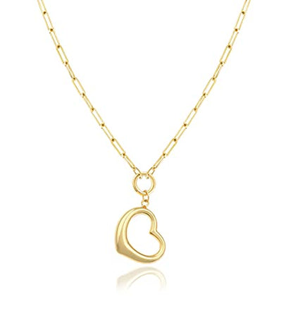 Jewelry Atelier Gold Filled Pendant Necklace Collection - 14K Yellow Gold Filled Pendant Necklace with Solid Clip Chain for Women (Different Sizes and Styles with Extension/Adjustable Chain) - style: Tilted