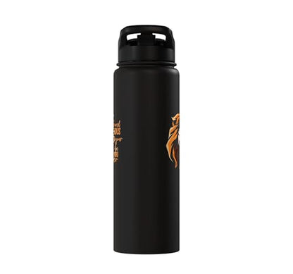 Christian Bible Verse Joshua 1:9 Lion Stainless Steel Insulated Water Bottle - color: Black