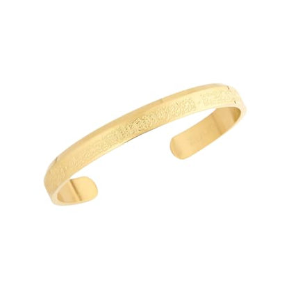 ZUDO 4 Qul Cuff – Quranic Islamic Jewelry with Al-Kafirun, Al-Ikhlas, Al-Falaq, and An-Nas Surahs – 18K Gold, Silver Rhodium, and Black PVD Coated Stainless Steel