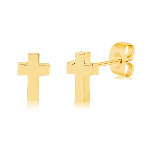Geometric Titanium Stud Earrings – Hypoallergenic, Minimalist & Versatile - color: Cross – Gold