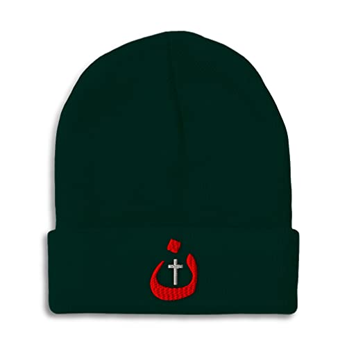 Custom Beanies for Men Christian Nazarene Jesus God Christ Skull Cap Winter Hats Women Acrylic One Size - color: Forest Green Design Only