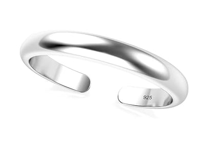 Sterling Silver Ring Stamped 925 Adjustable 2.2mm Plain Band Toe Ring Mid Ring