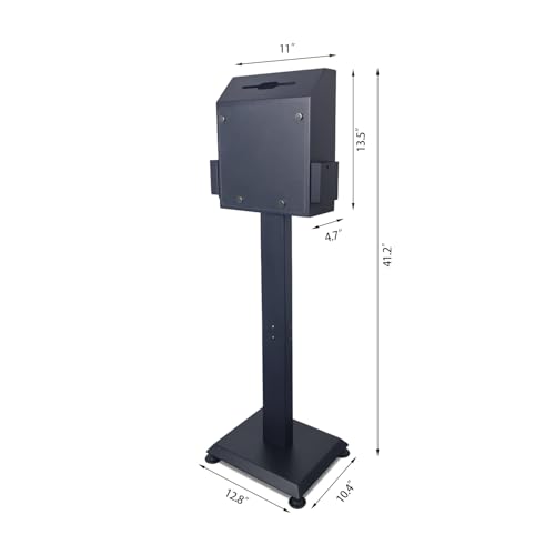 Heavy Duty Metal Suggestion Box with Stand - Locking Floor Standing Donation & Ballot Box for Church, Office, Election | Secure, Large Capacity with Sign Holder