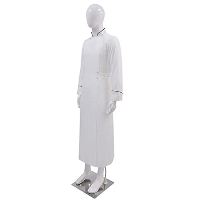 MYAYD Women Cassock Choir Cassock Church Robe Minister Robe Clergy Pulpit Liturgical Black White Handmade - color: White, size: 5X-Large