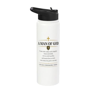 Men's Christian Man Of God Jesus Christ Faith Based Gifts Stainless Steel Insulated Water Bottle