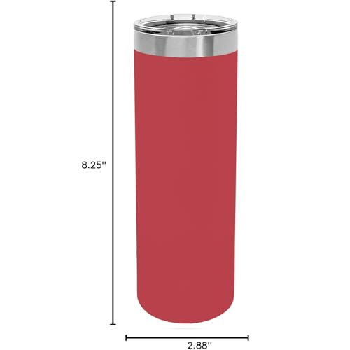 LaserGram Personalized 22oz Skinny Tumbler, Christian Cross (Maroon) - color: Maroon