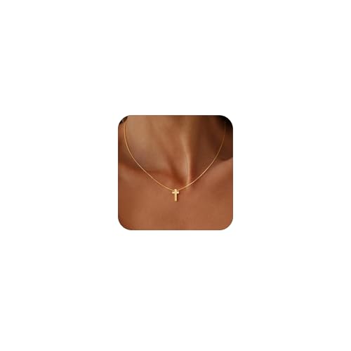 VIROMY Gold Cross Necklace for Women - Dainty Diamond Cross Pendant Necklaces Non Tarnish Waterproof Necklace Simple Choker Minimalist Jewelry - style: F-Cross-Gold