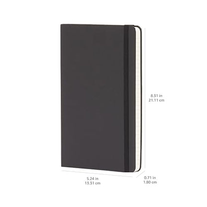 Amazon Basics Classic Lined Writing Notebook for Note Taking and Journaling, Hardcover with Elastic Closure, 240 Pages, 5" x 8.25", Black