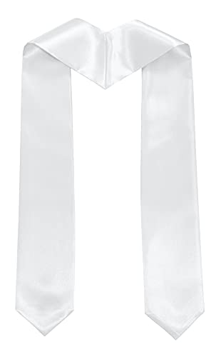 Plain Graduation Stole Sash 60 Inch Unisex Adults Solid - color: White Stole