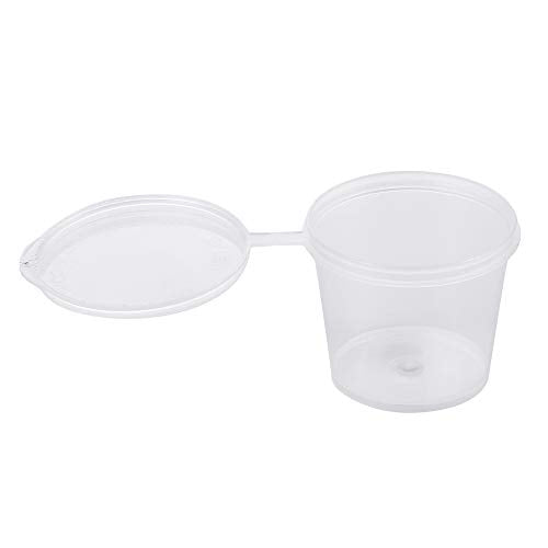 Brightalk [1 oz. - 100 Sets] Disposable Plastic Portion Cups With Lids, Stackable Airtight Dressing Container To Go, Jello Shot, Souffle, and Sauce Cups - size: 1 oz. - 100 Sets