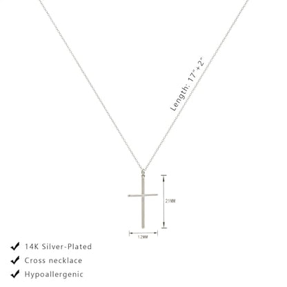 Luxval Cross Necklace for Women -Dainty 14K Gold Plated Cross Necklace Layered Gold Cross Necklace Cross Choker Necklace Gold Cross Necklaces for Women Trendy Gold Jewelry Gifts for Women - color: Silver--Cross