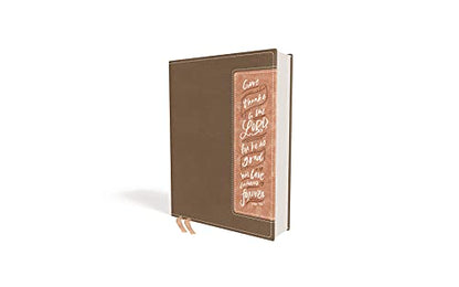 NIV, Beautiful Word Bible, Updated Edition, Peel/Stick Bible Tabs, Leathersoft, Brown/Pink, Red Letter, Comfort Print: 600+ Full-Color Illustrated Verses