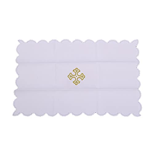 BLESSUME Church Mass Altar Cloth Purificator Cloth Cross Embroidery (White 3) - color: White 3