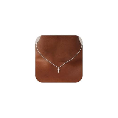 925 Sterling Silver Cross Necklace for Women Dainty Cross Necklace - color: Silver -18"