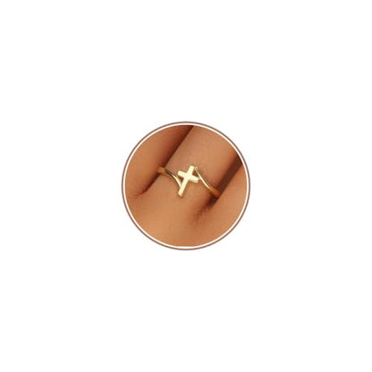 Cross Ring Women 14K Gold Plated Statement Stackable Engagement Christian - color: A-Gold
