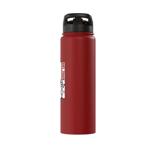 Car Dirt Track Racing Checkered Flag American Flag Racing Stainless Steel Insulated Water Bottle - color: Red