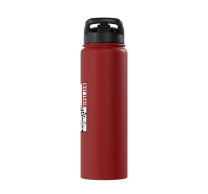 Car Dirt Track Racing Checkered Flag American Flag Racing Stainless Steel Insulated Water Bottle - color: Red