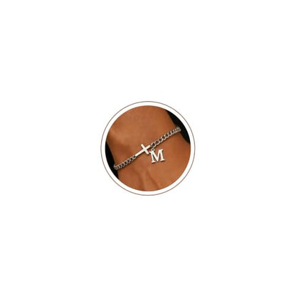 Cross Bracelets for Men Initial A - Z Faith Cross Bracelets Gifts - color: Silver M