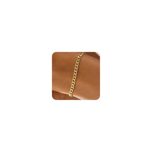 18K Gold Plated Pearl Beaded Cross Bracelets for Women Adjustable - color: 5MM Cuban-Gold