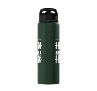Iron Sharpens Iron Christian Gym Water Bottles Bible Verse Stainless Steel Insulated Water Bottle - color: Dark Green