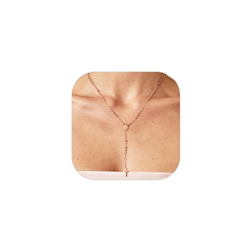Supcare Rosary for Men Women Catholic Necklace Rosary Beads Customized - color: C03-Mini Virgin Mary Rose Gold with Case