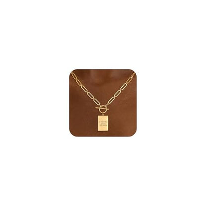 CHESKY Cross Necklace for Women Trendy, Dainty 14K Gold Plated Paperclip Charm Necklace for Womens Chunky Cross Pendant Necklace Gold Jewelry Religious Christian Gifts for Christians - color: IT IS WELL WITH MY SOUL