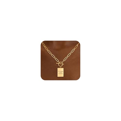CHESKY Cross Necklace for Women Trendy, Dainty 14K Gold Plated Paperclip Charm Necklace for Womens Chunky Cross Pendant Necklace Gold Jewelry Religious Christian Gifts for Christians - color: IT IS WELL WITH MY SOUL