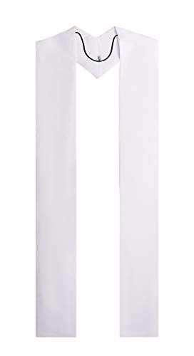 IvyRobes Unisex Adults Overlay Plain Clergy Stole 94"-4 Colors Available - color: White