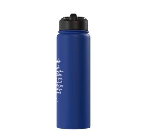 Go Make Disciples Matthew 28: 19 20 Bible Verse Scripture Stainless Steel Insulated Water Bottle - color: Royal Blue