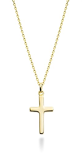 Miabella Italian 925 Sterling Silver Dainty Cross Necklace for Women - color: yellow-gold-plated-silver