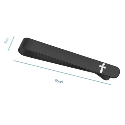 Novelty Cross Tie Clips for Men Unique Black Silver Religious Tie Clip Suitable for Regular Ties Classic Business Wedding Brass Tie Bar Jewelry with Box - color: Silver Black Cross 02