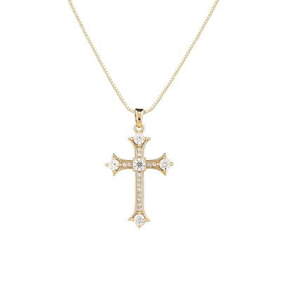 Gold Cross Necklace for Women, 14K Gold Plated - style: Classical Cross
