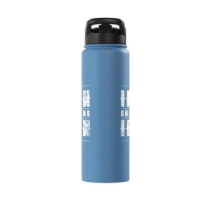 Iron Sharpens Iron Christian Gym Water Bottles Bible Verse Stainless Steel Insulated Water Bottle - color: Light Blue