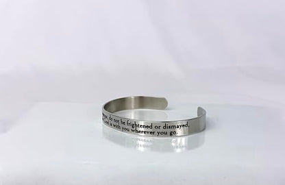 FashionJunkie4Life 925 Sterlin Silver and Stainless Steel Open Cuff Bracelet - color: Joshua 1:9