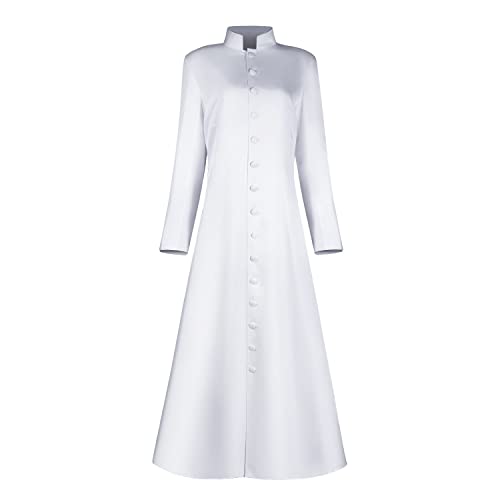 MYAYD Women's Cassock Robe Church Robe Choir Minister Clergy Pulpit Liturgical Black White - color: White, size: 3X-Large