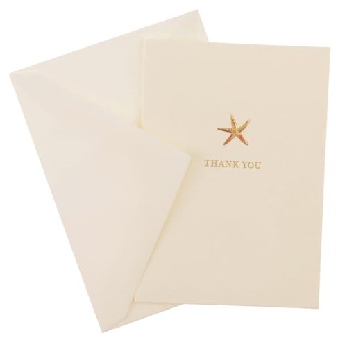 Graphique Starfish La Petite Presse Boxed Notecards - 10 Embossed and Embellished Gold Foil Starfish Blank Cards with Matching Envelopes, 3.25" x 4.75" - color: Starfish